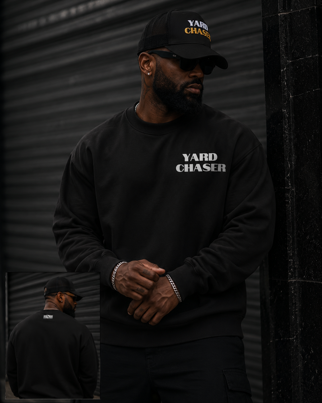 RBA | "YARD CHASER" CREW NECK SWEATSHIRT | WHITE LOGO