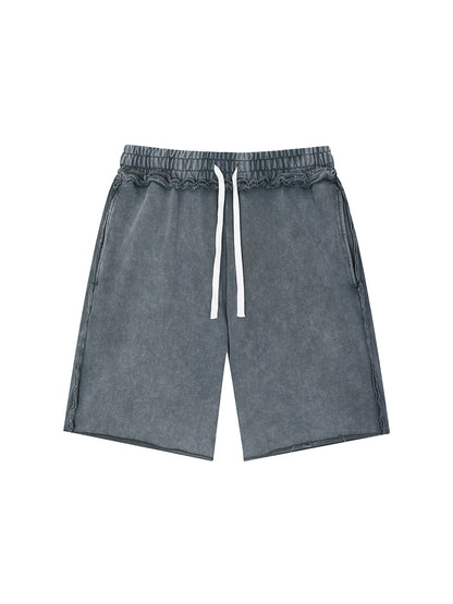 Unisex Mineral Wash Raw Edge Shorts